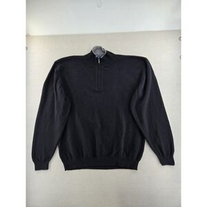 Hathaway Platinum Sweater Mens XL Cashmere Silk Black 1/4 Zip Made in Italy